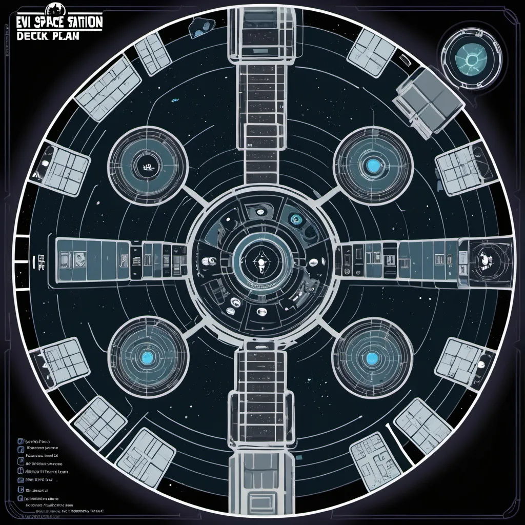 Prompt: evil space station deckplan