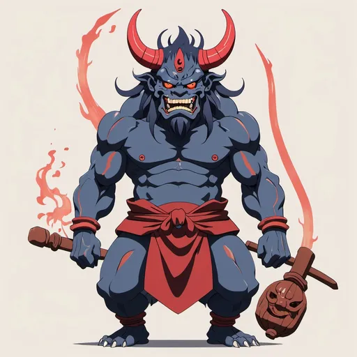 Prompt: Ghibli 2D anime style. An Oni.