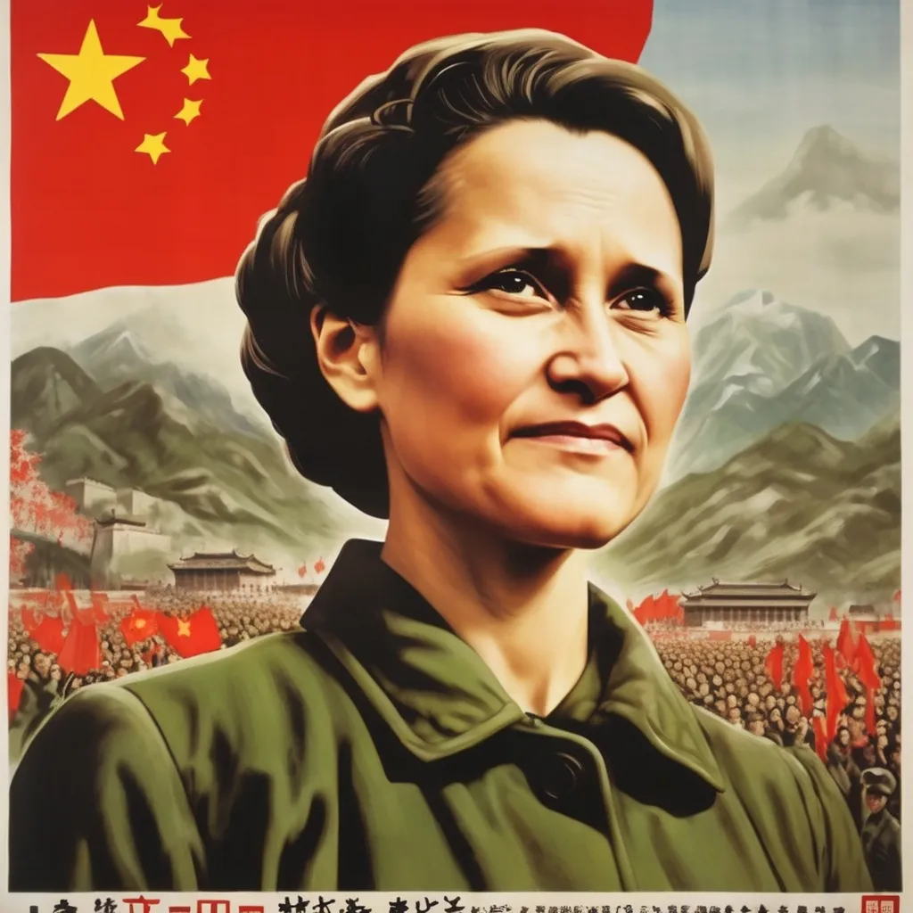 Prompt: Chinese propaganda poster from the cultural revolution, portrait of Chrystia Freeland.