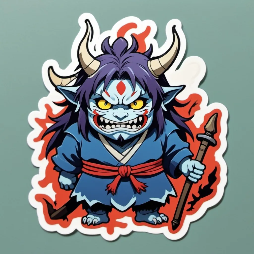 Prompt: Ghibli 2D anime style. An Oni.