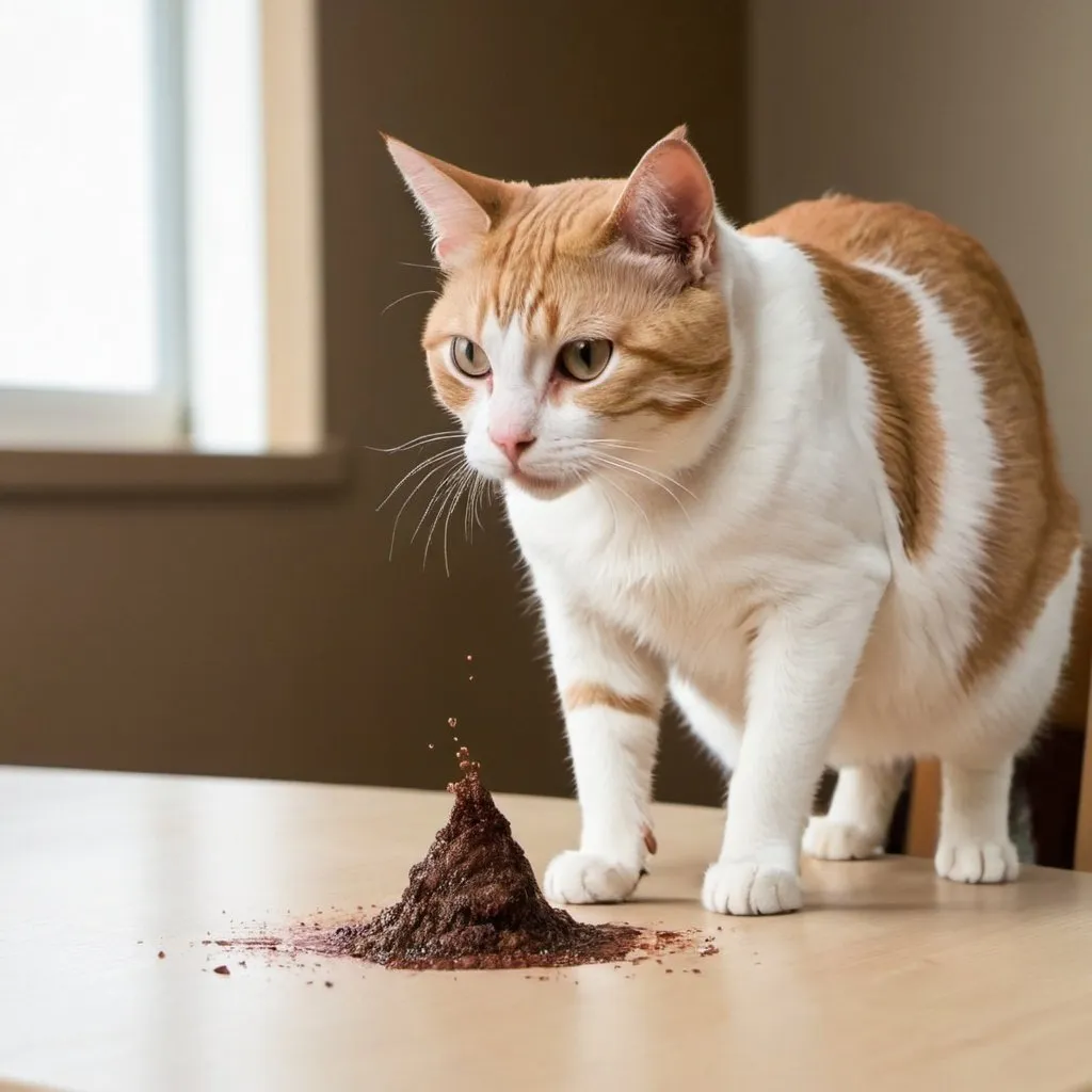 Prompt: A cat is shitting on the table.