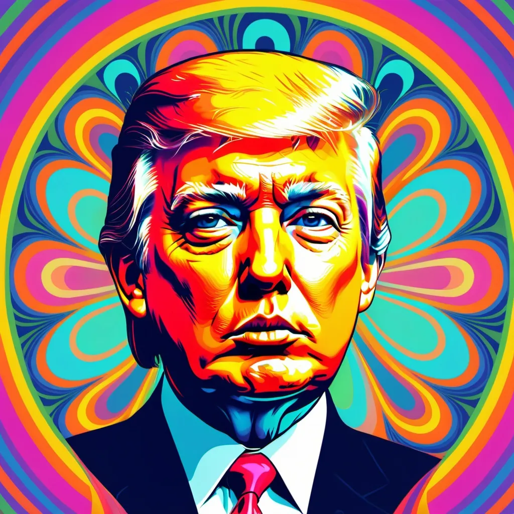 Prompt: Trump. psychedelic 60's illustration style.