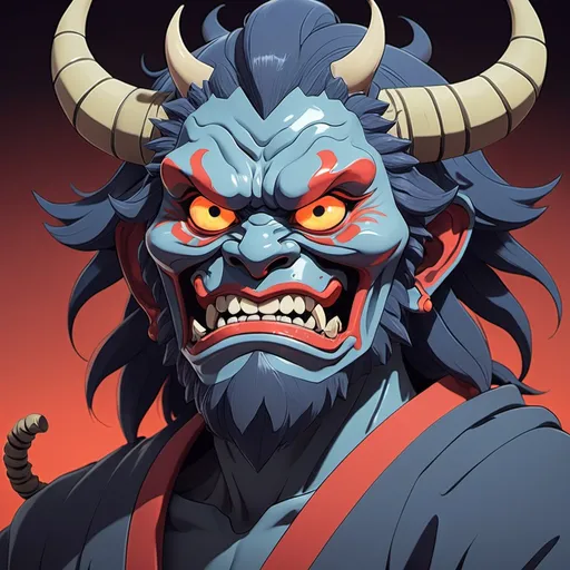 Prompt: Ghibli 2D anime style. An Oni.