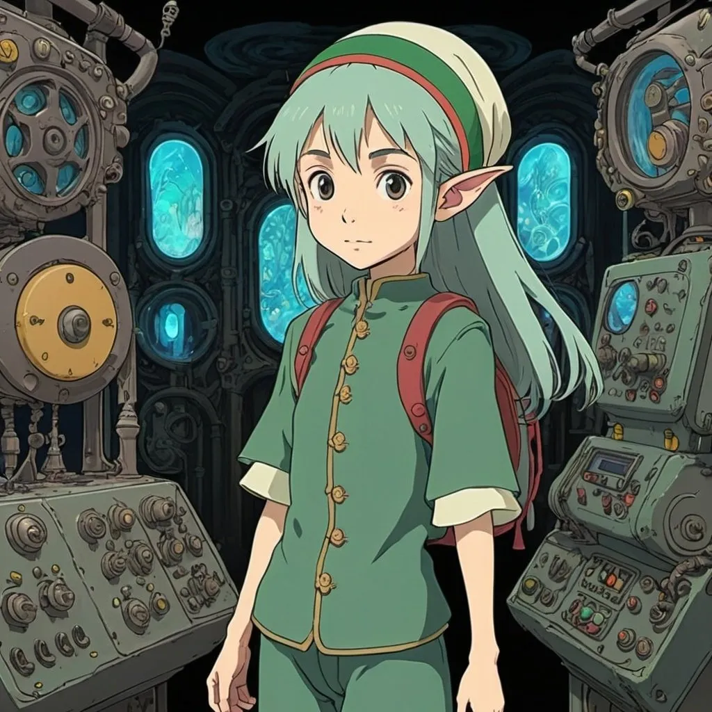 Prompt:  Studio Ghibli 2D anime style. DMT machine elves