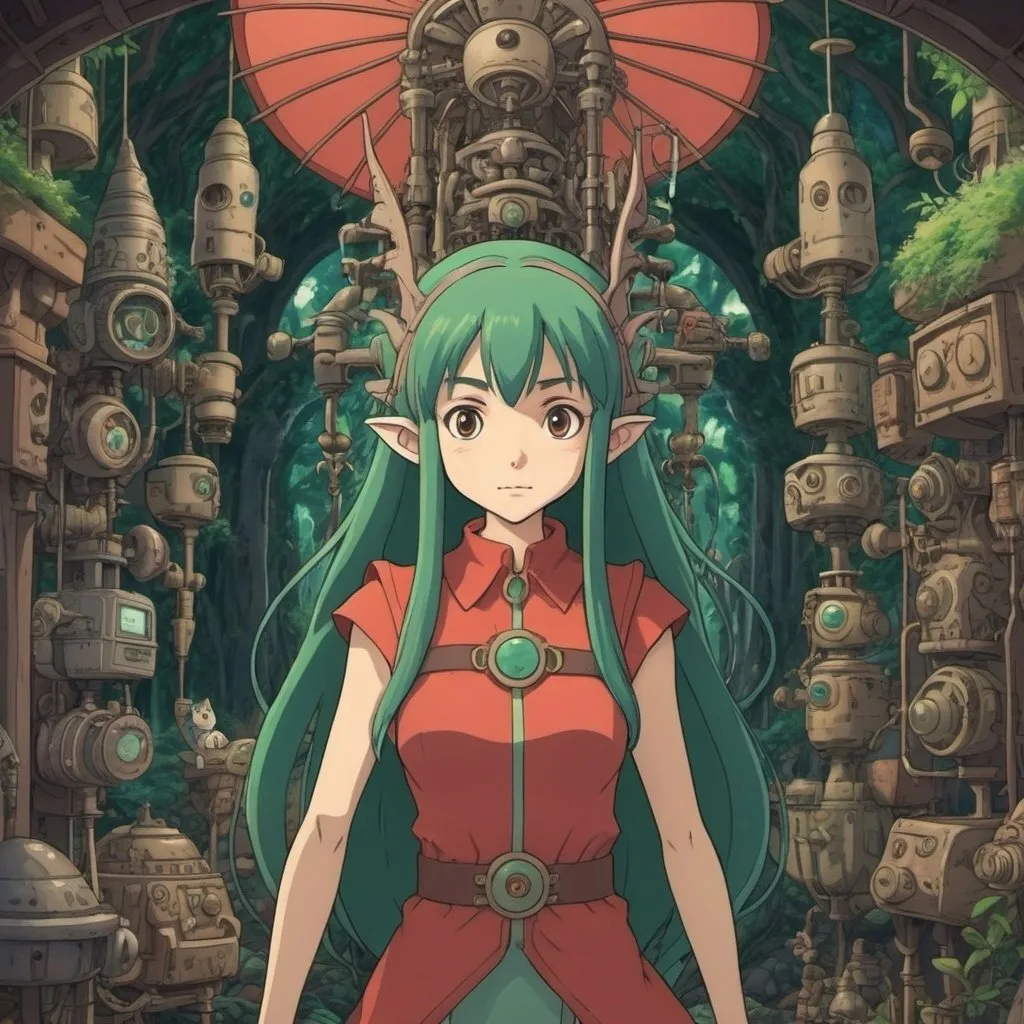 Prompt:  Studio Ghibli 2D anime style. DMT machine elves