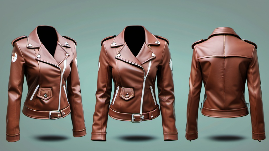 Prompt: Ghibli 2D anime style. A women's leather jacket. 