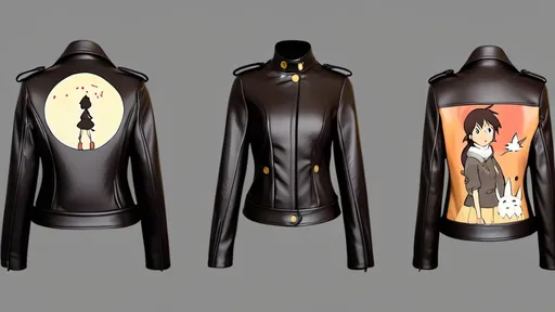 Prompt: Ghibli 2D anime style. A women's leather jacket. 