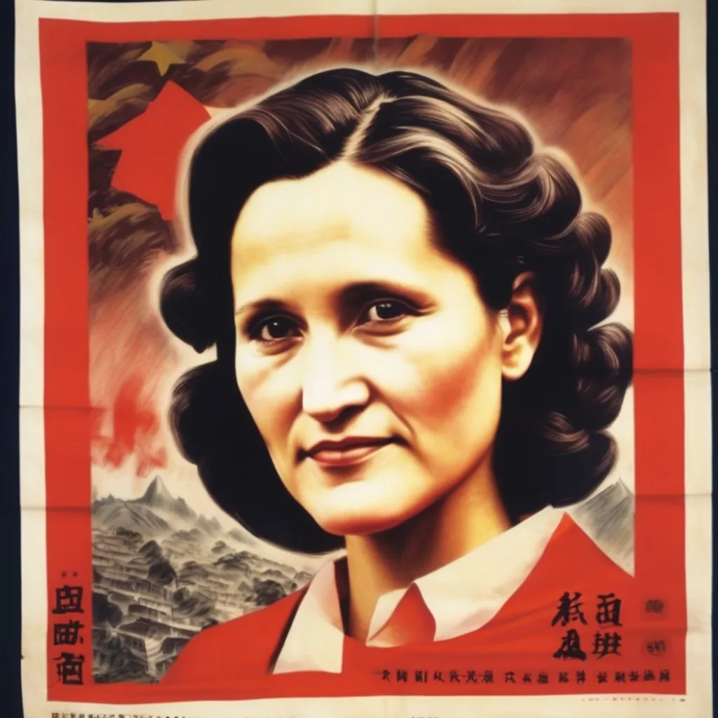 Prompt: Chinese propaganda poster from the cultural revolution, portrait of Chrystia Freeland.