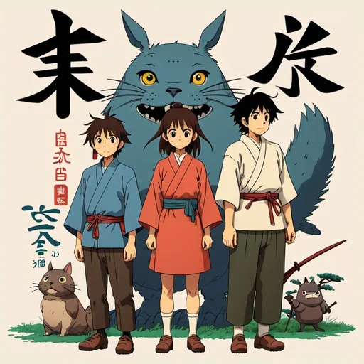 Prompt: Ghibli 2D anime style. Kanji characters for a book.