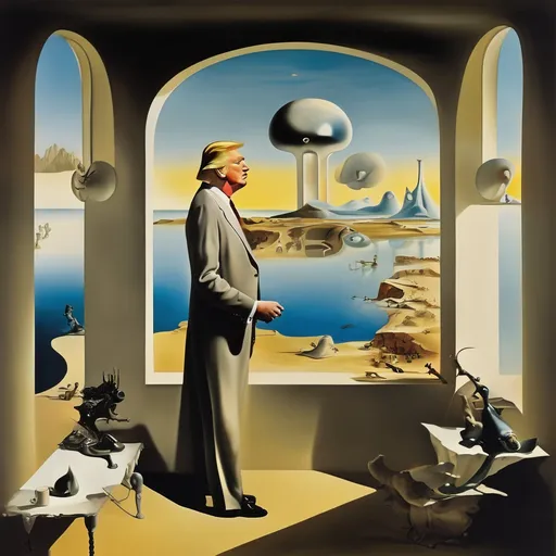 Prompt: Salvador Dalí style vision, surrealist, dreamlike, precise, Trump.