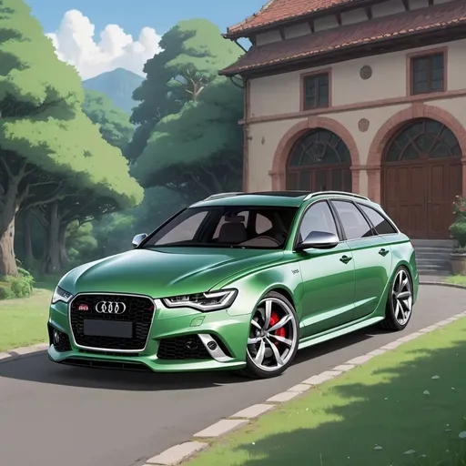 Prompt: Studio Ghibli 2D anime style. A 2014 Audi RS6 Avant.