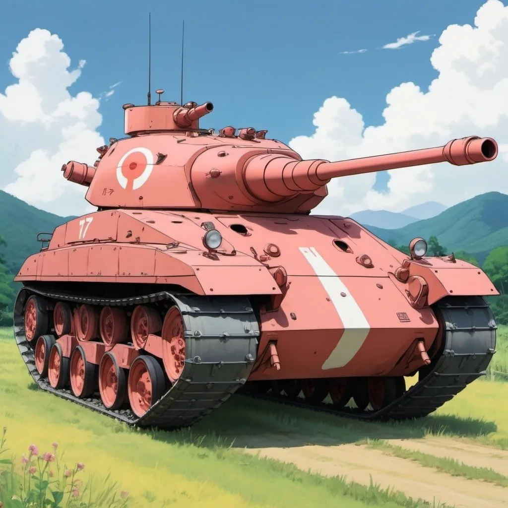 Prompt: Ghibli 2D anime style. A FT-17 tank.