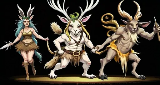 Prompt: A jackelope, a fairy and a faun walk into a bar.