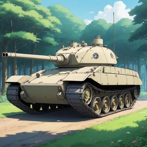 Prompt: Ghibli 2D anime style. A FT-17 tank.