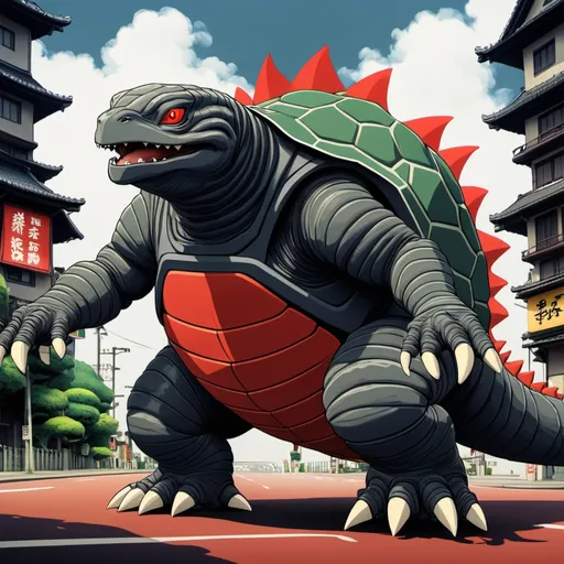 Prompt: Ghibli 2D anime style. Gamera.