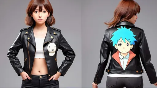 Prompt: Ghibli 2D anime style. A women's leather jacket. 