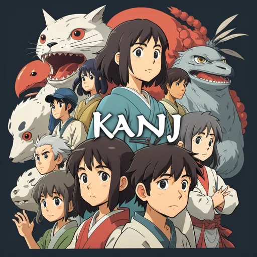 Prompt: Ghibli 2D anime style. Kanji characters for a book title.