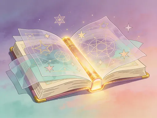 Prompt: Ghibli anime style, colored line drawing. 4th dimensional book of knowledge.