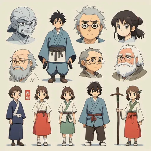 Prompt: Ghibli 2D anime style. Kanji characters for a book.