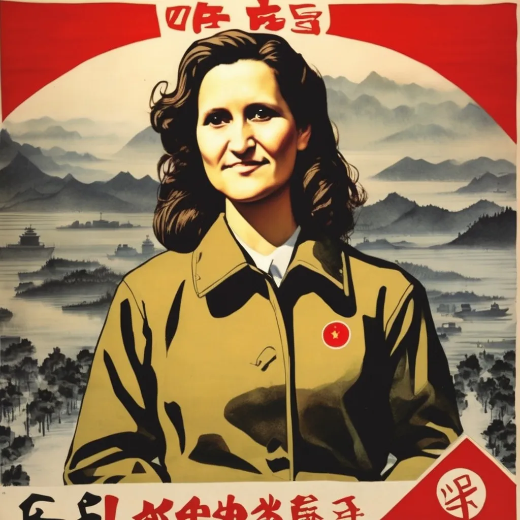 Prompt: Chinese propaganda poster from the cultural revolution, portrait of Chrystia Freeland.