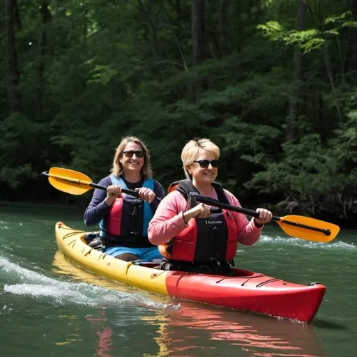 Prompt: Lesbian kayakers for Trump.