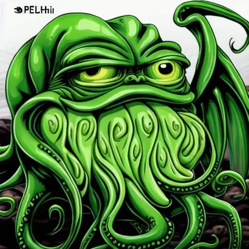 Prompt: Pepe-Cthulhu