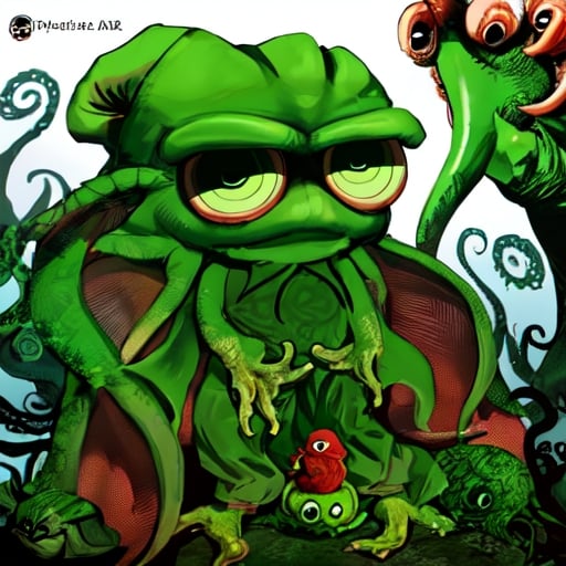 Prompt: Pepe-Cthulhu