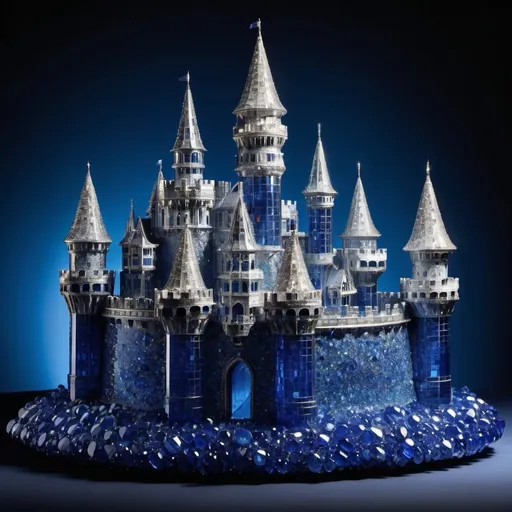 Prompt: a sparkling castle made out of sapphires