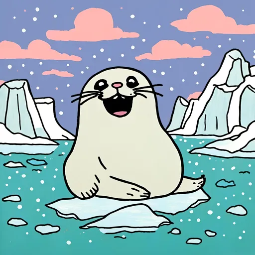 Prompt: Cute seal on a breaking iceberg<mymodel>