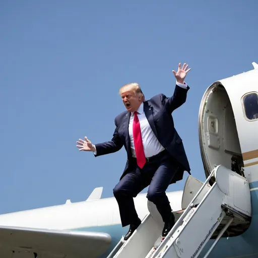 Prompt: Trump falling out of plane 