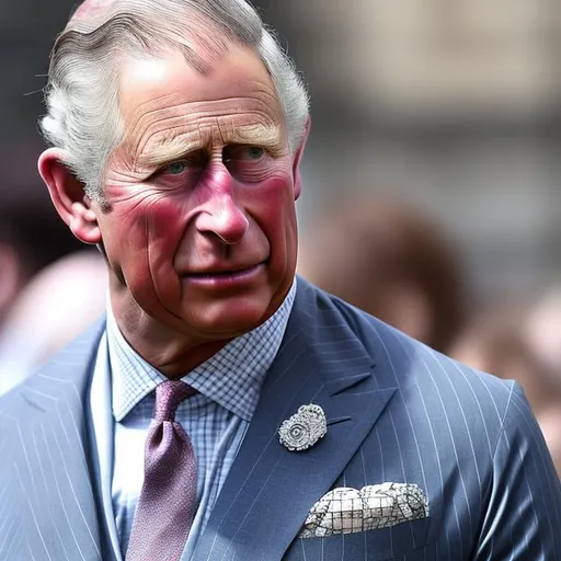 Prompt: Prince Charles of Wales listening to his phone