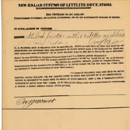 Prompt: A document by New Zealand Customs that the declaration of little kiwi was succesful. In English