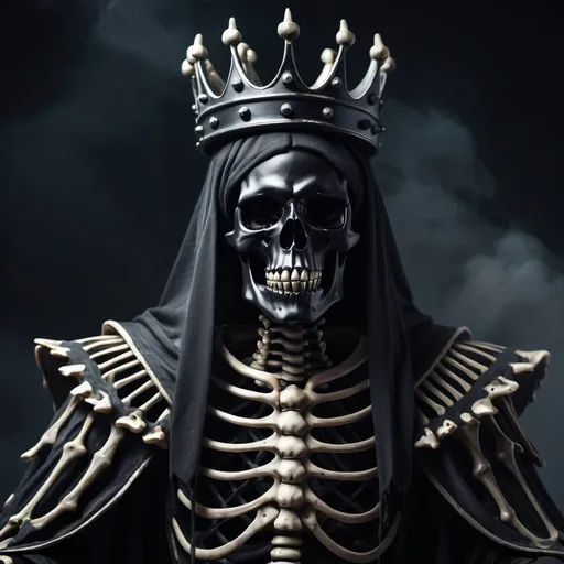 Prompt: Scary and imposing Black Skeleton King