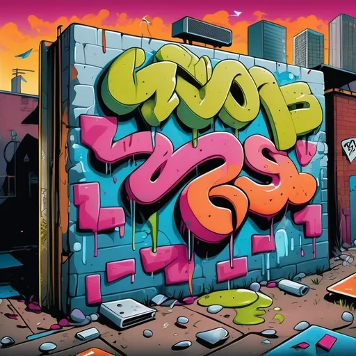 Prompt: Colorful graffiti illustration of a album cover Bonus