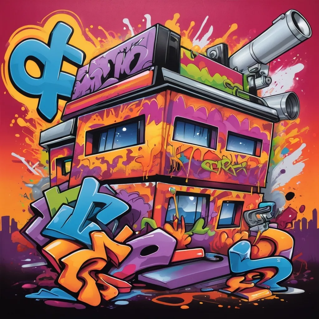 Prompt: Colorful graffiti illustration of a album cover write Bonus