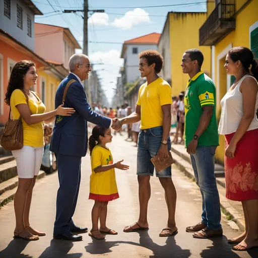 Prompt: A class A citizen shake hand with a class E citizen in Brazil.
Class denote social status and money 