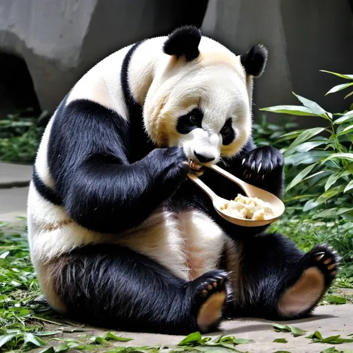 Prompt: Panda eat bam