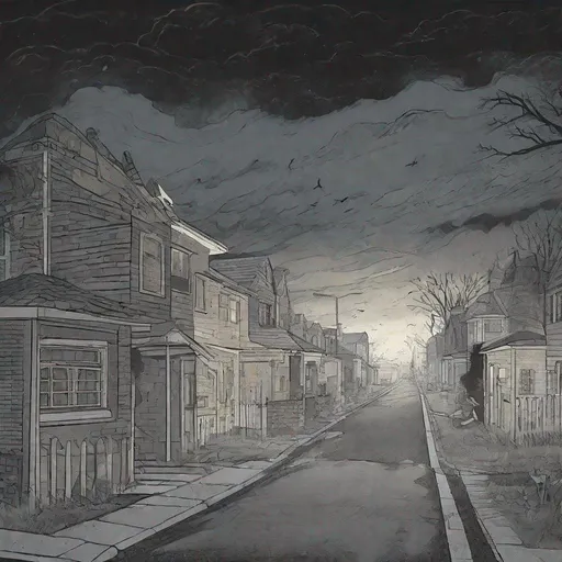 Prompt: ((comic book pages of chalkboard illustrations))
LAUREN & The Wind Monsters
children's book illustrations

a dark, cloudy windy night
suburban neighbourhood