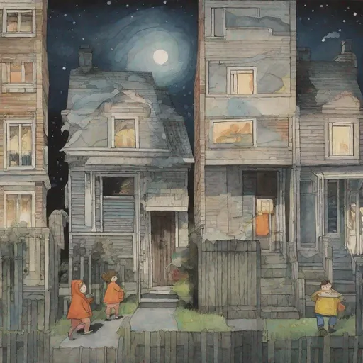 Prompt: ((comic book pages of chalkboard illustrations))
LAUREN & The Wind Monsters
watercolor and papercraft
children's book illustrations
horizontal tryptych panels
a dark, cloudy windy night
suburban neighbourhood