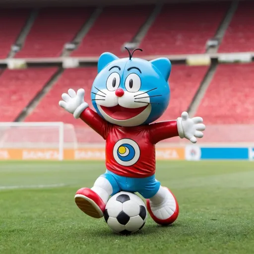 Prompt: doraemon rojo futbolista
