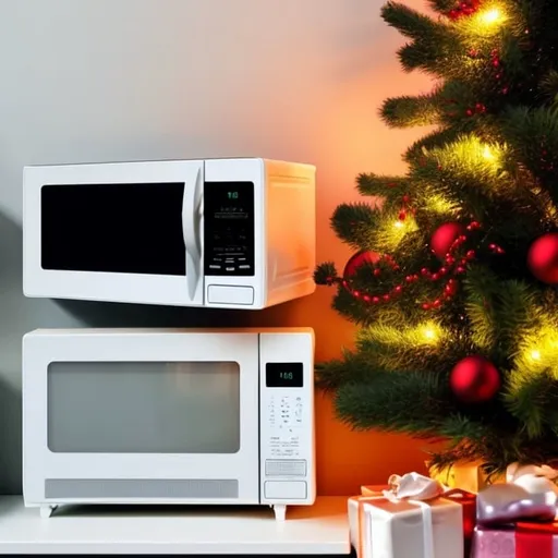Prompt: microwave, christmas tree, nokea phone