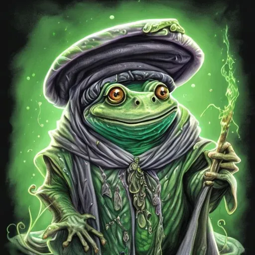 Prompt: A wizard frog