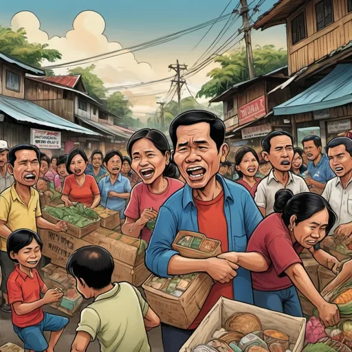 Prompt: Make your own caricature depicting any present economic situation in tbe Philippines