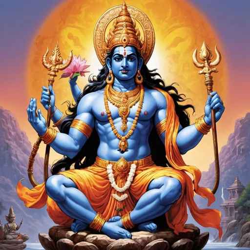 Prompt: create a cover art of hindu gods , but with the art style of Glenn Fabry