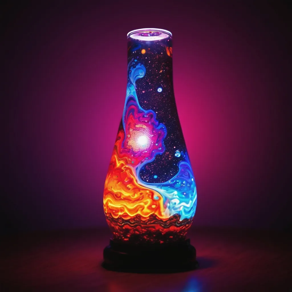 Prompt: The universe in a lava lamp, liquid, fractals, detailed, metal maze, bright colors, lava lamp, space, galaxy, glitter, lava lamp