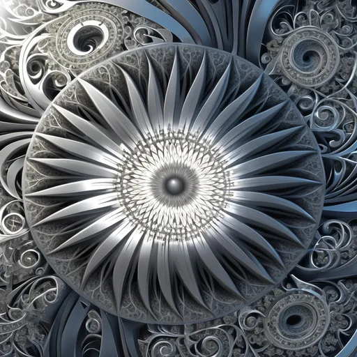 Prompt: flower sun, fractal, intricate, maze, universe, metal, gloss