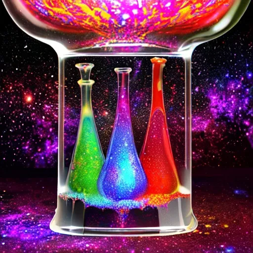 Prompt: The universe in a lava lamp, liquid, fractals, detailed, metal maze, bright colors, lava lamp, space, galaxy, glitter, lava lamp