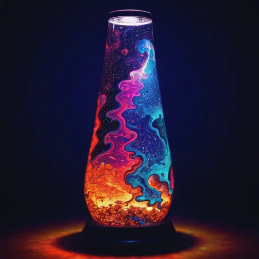 Prompt: The universe in a lava lamp, liquid, fractals, detailed, metal maze, bright colors, lava lamp, space, galaxy, glitter, lava lamp