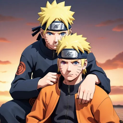 Prompt: a 4k picture of naruto with suske.