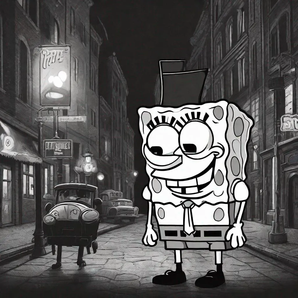 Prompt: SpongeBob noir